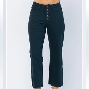 Judy Blue Wide Leg Crop Denim, Teal/Dark Green, Size 9/29